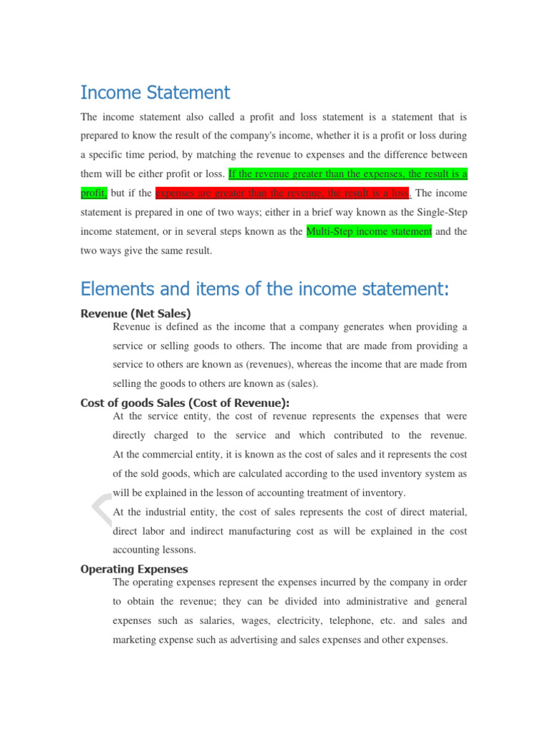 Income Statement Overview and Analysis | PDF | Expense | Balance Sheet