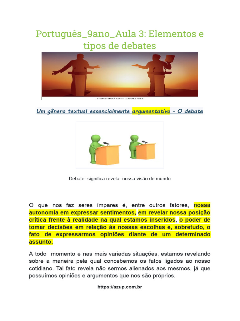 Tipos e Elementos do Debate | PDF | Argumento | Juiz