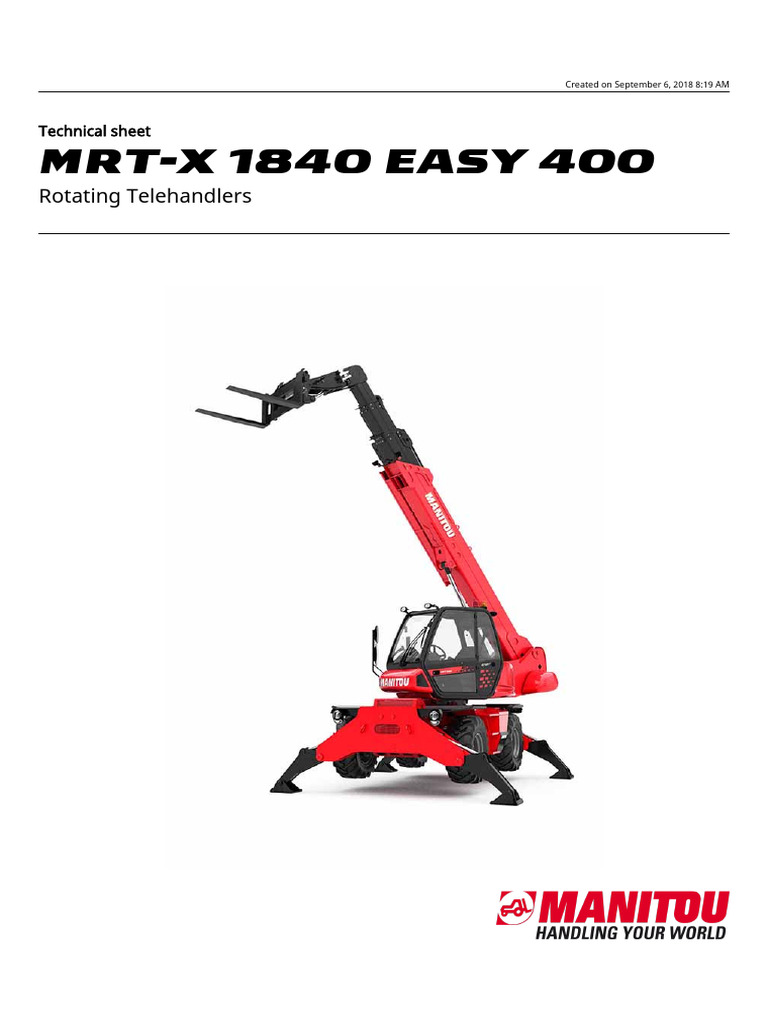 MRT-X 1840 EASY 400 Specifications | PDF | Horsepower | Vehicles