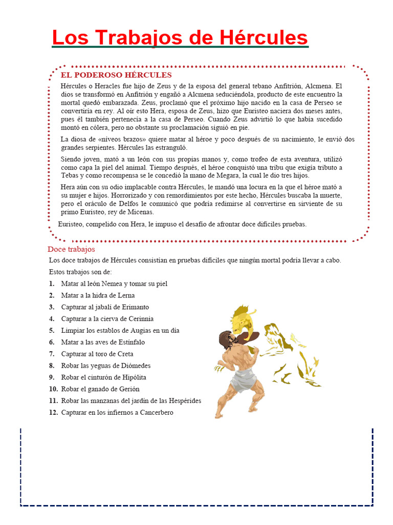Los doce trabajos de Hércules | PDF | Deidades griegas | Religión ...
