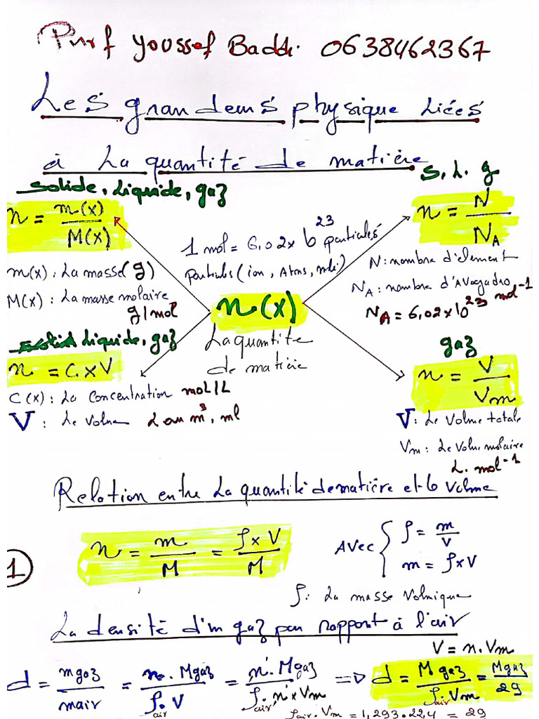 Les Grandeurs Physiques Lié À La Quantité de Matière | PDF