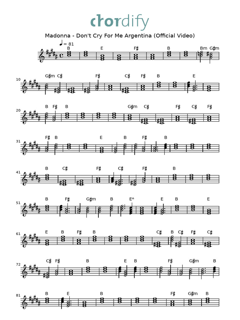 Don't Cry For Me Argentina - Evita | PDF | Songs Written | American Pop ...