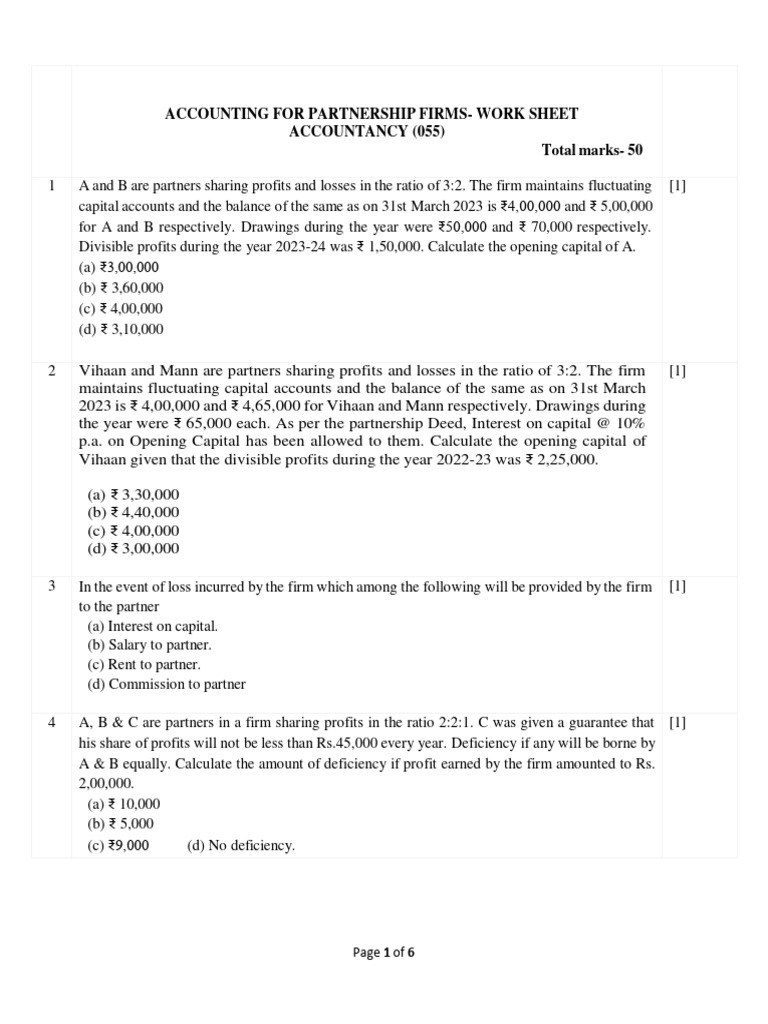 Partnership Accounting Worksheet Guide | PDF | Book Value | Goodwill ...