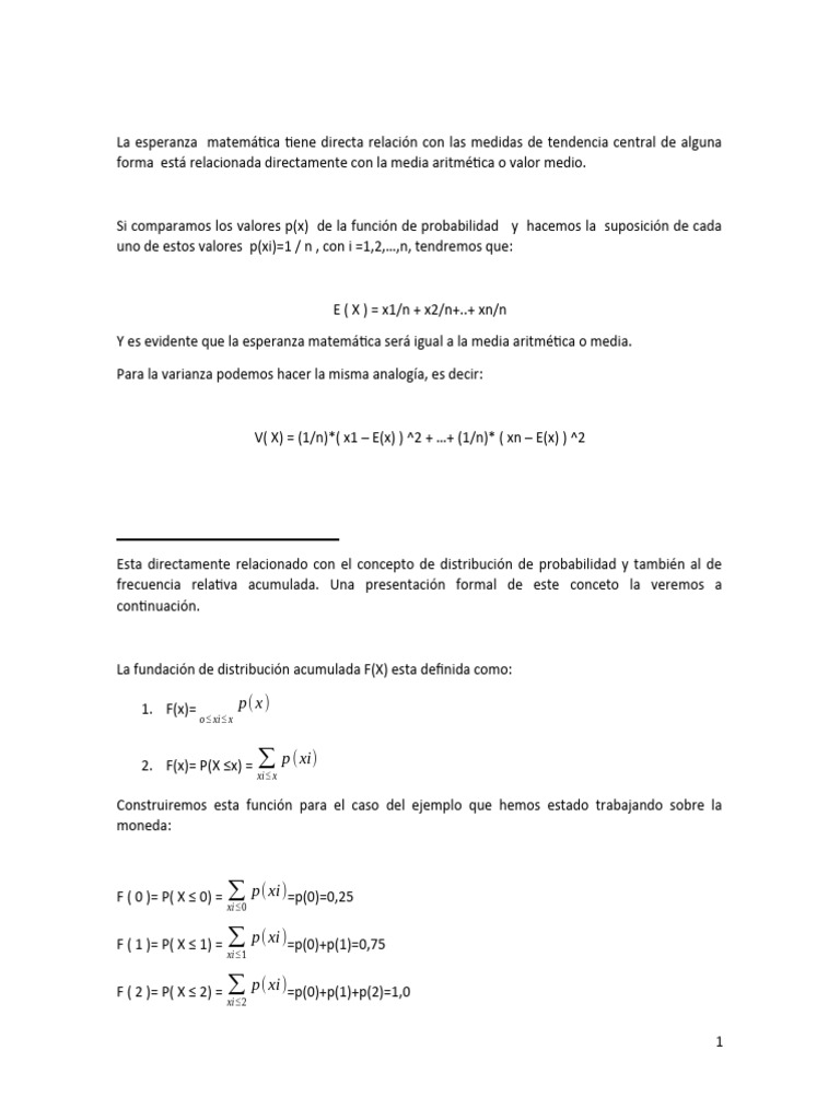 Esperanza Matemática y Distribución Normal | PDF | Distribución normal ...