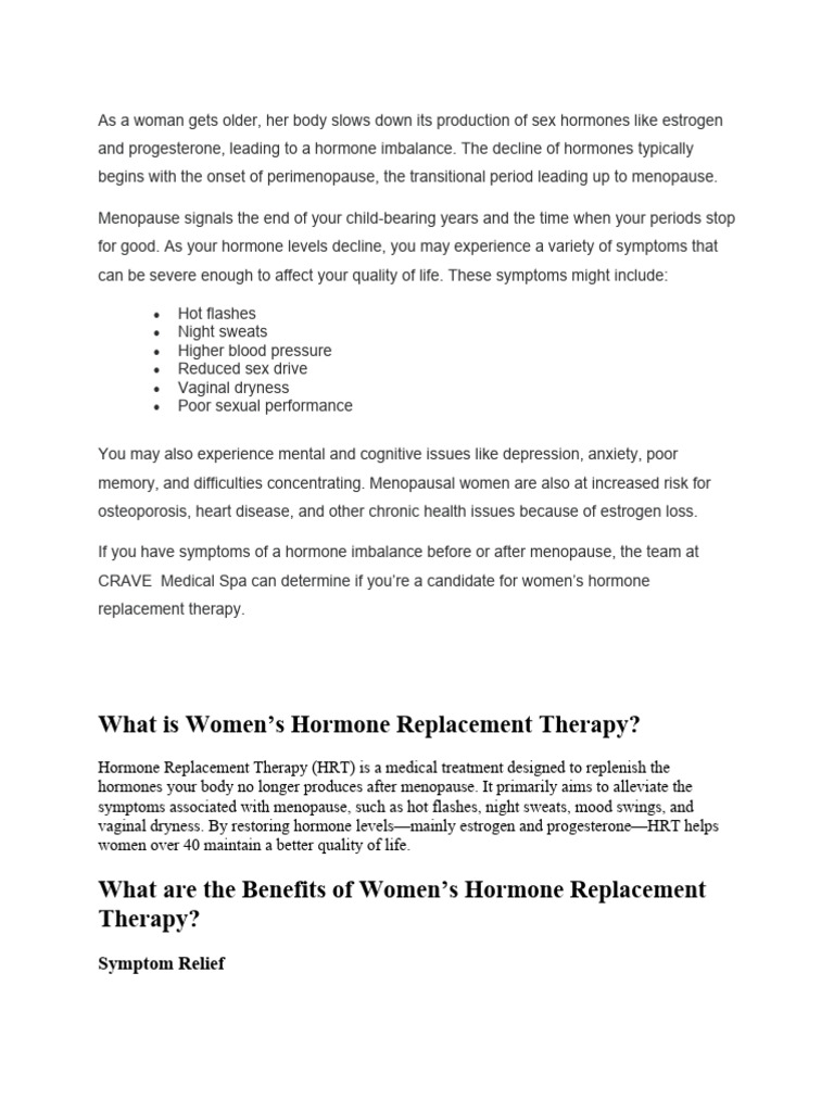 Women's Hormone Replacement Therapy Guide | PDF | Hormone Replacement ...