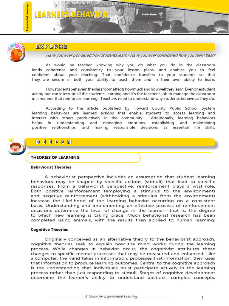 Experiential Learning 1 | PDF | Learning | Behaviorism