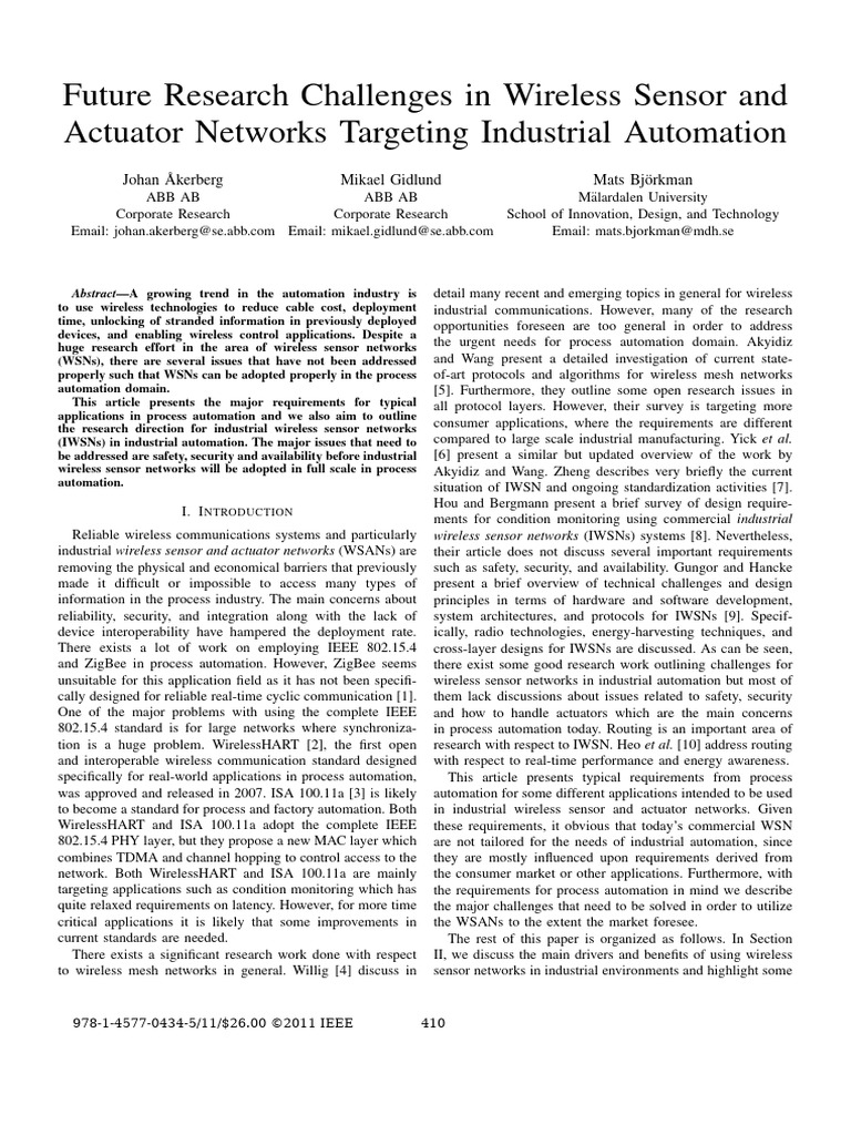 Future Research Challenges in Wireless Sensor and Actuator Networks ...