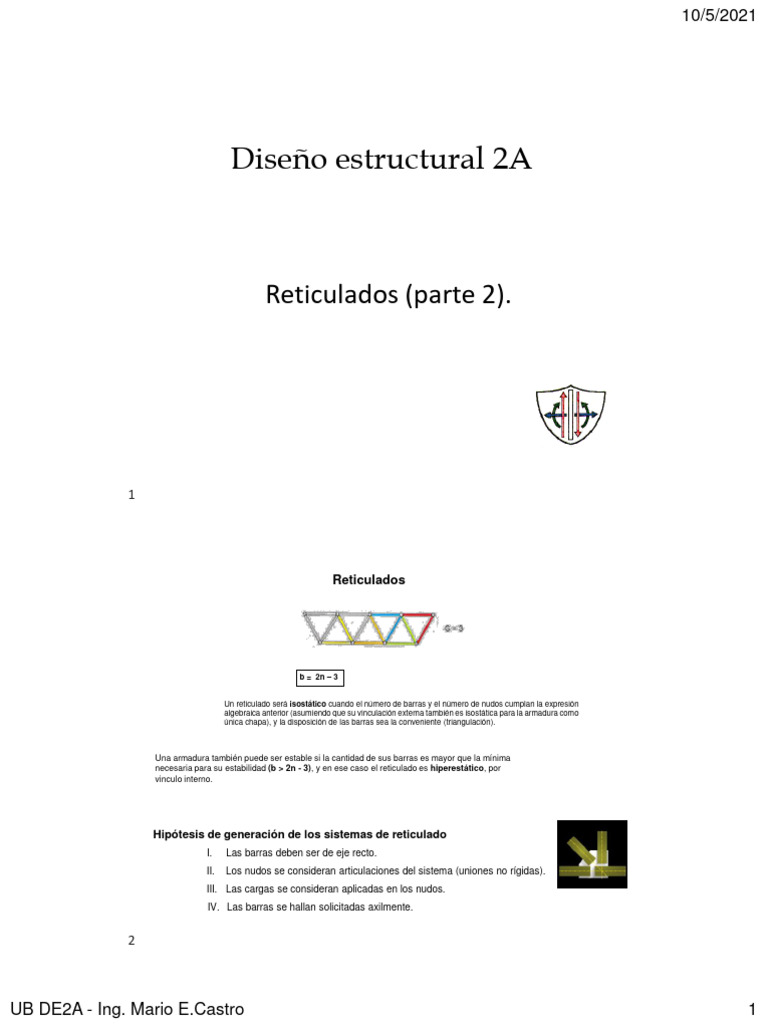 UB DE2A 06b Reticulados Parte 2 2020 | PDF | Braguero | Matemáticas