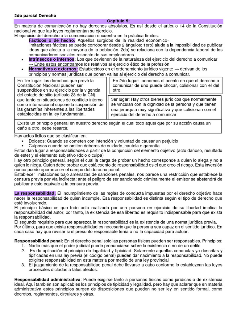 2do Parcial Derecho (2) - 1 | PDF | Libertad de expresión | Derecho penal
