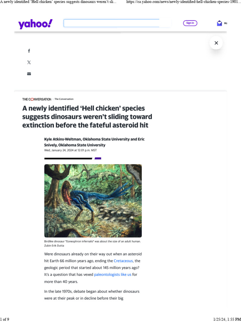 A Newly Identified Hell Chicken' Species Suggests Dinosaurs Weren't ...