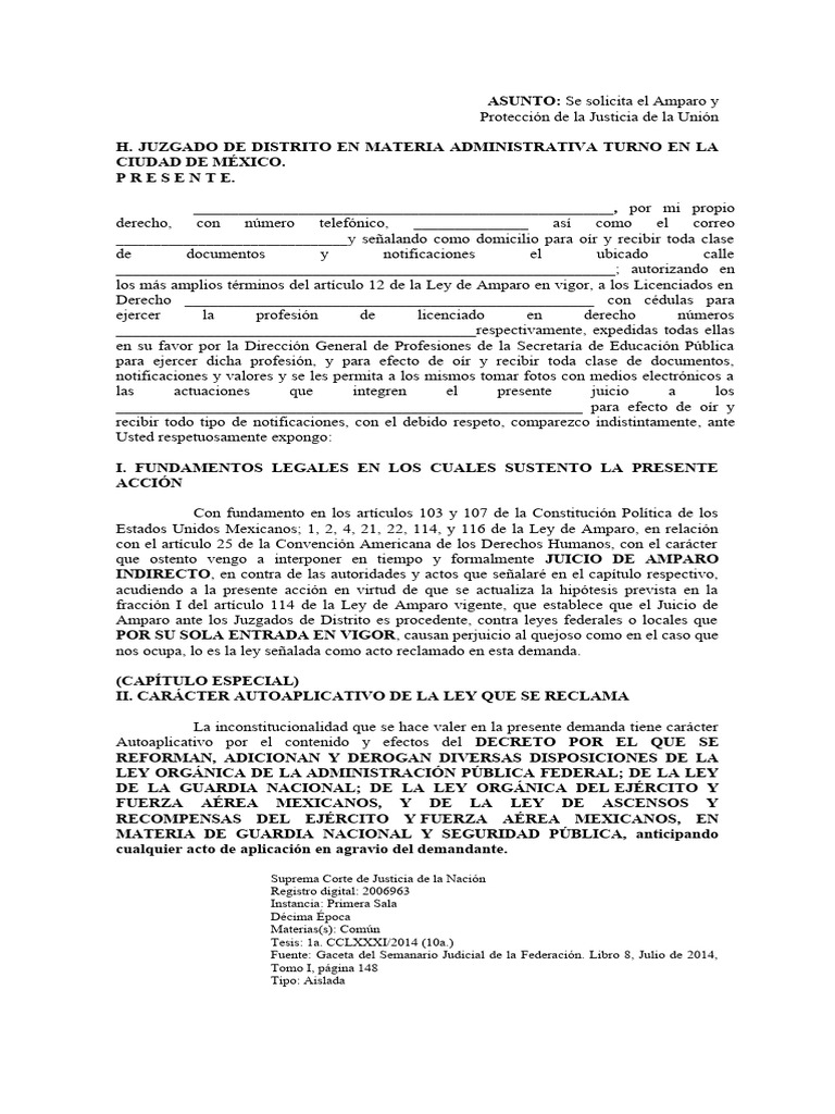Juicio de Amparo Indirecto en México | PDF | Caso de ley | México