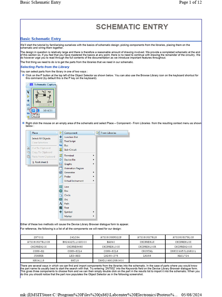 Proteus Basic Schematic Entry | PDF | Icon (Computing) | Electronic