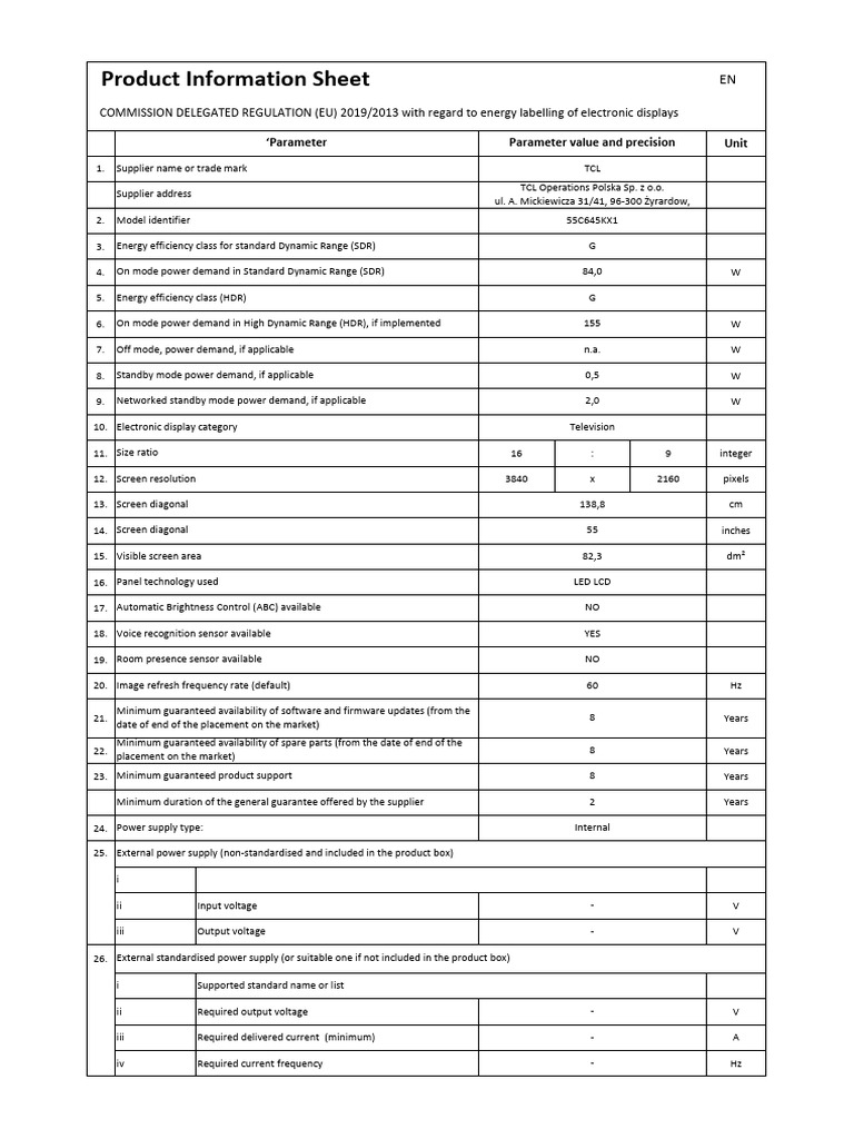 What Does Product Information Sheet Mean