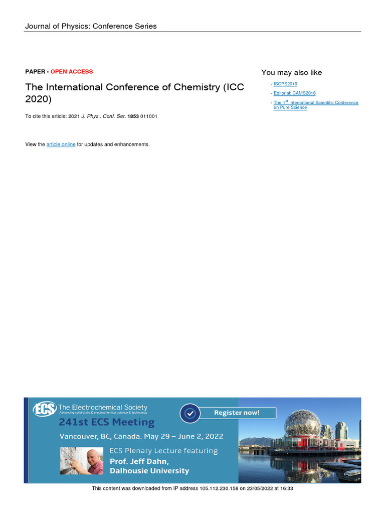 2021 J. Phys. Conf. Ser. 1853 011001 | PDF | Science