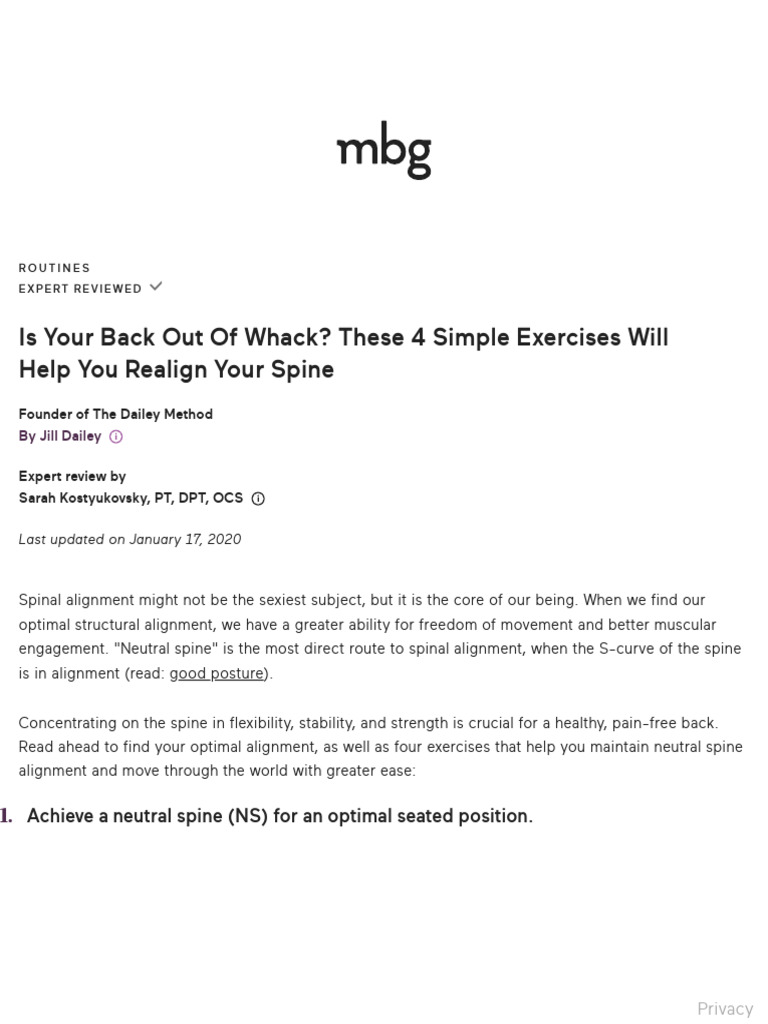 4 Exercises for Neutral Spine Alignment | PDF | Musculoskeletal System