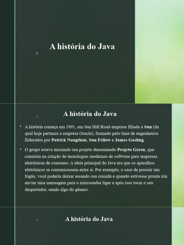 1 História Do Java | PDF | Java (linguagem de programação) | Script Java