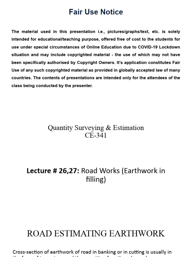 Earthwork Estimation for Road Construction | PDF | Area | Length