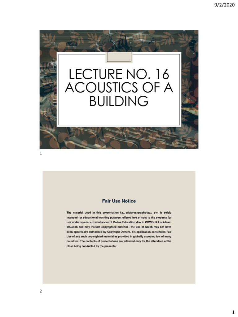 Acoustics of A Building | PDF | Sound | Acoustics