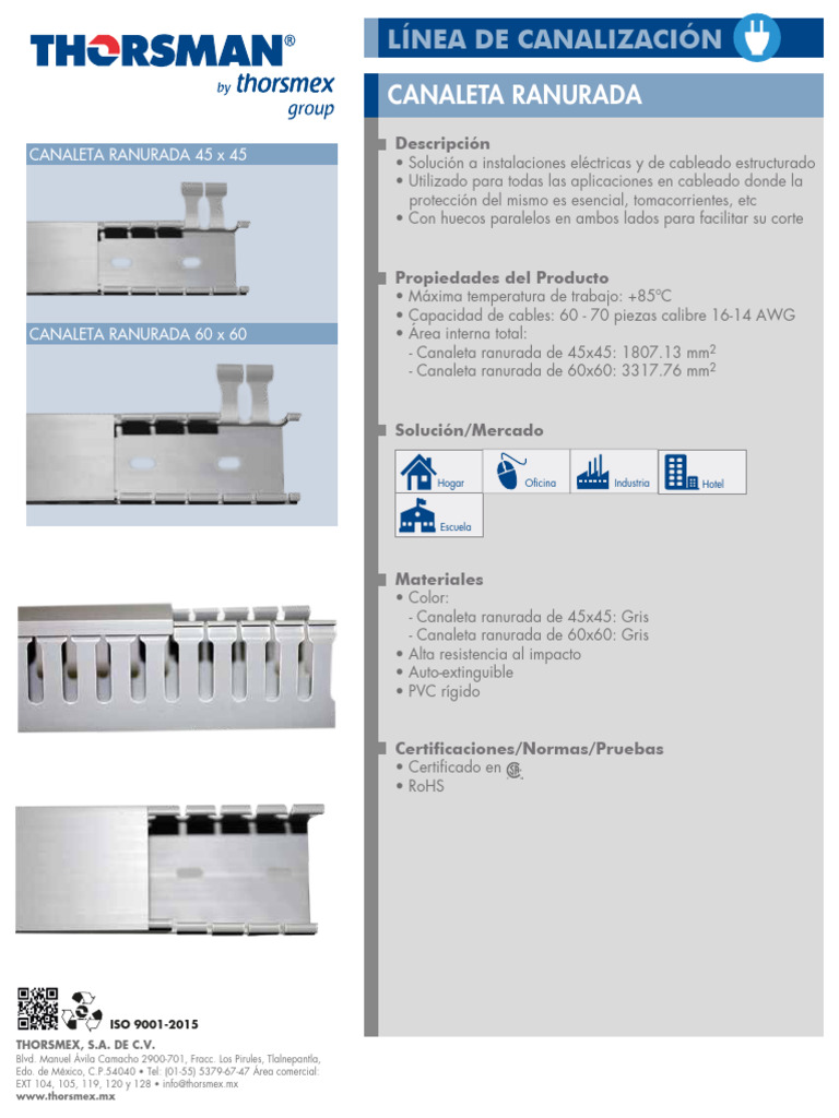Canaletas Ranuradas THORSMEX: Especificaciones y Usos | PDF | Materiales