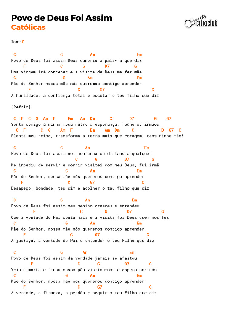 Cifras e Letra: Povo de Deus Foi Assim | PDF | Deus