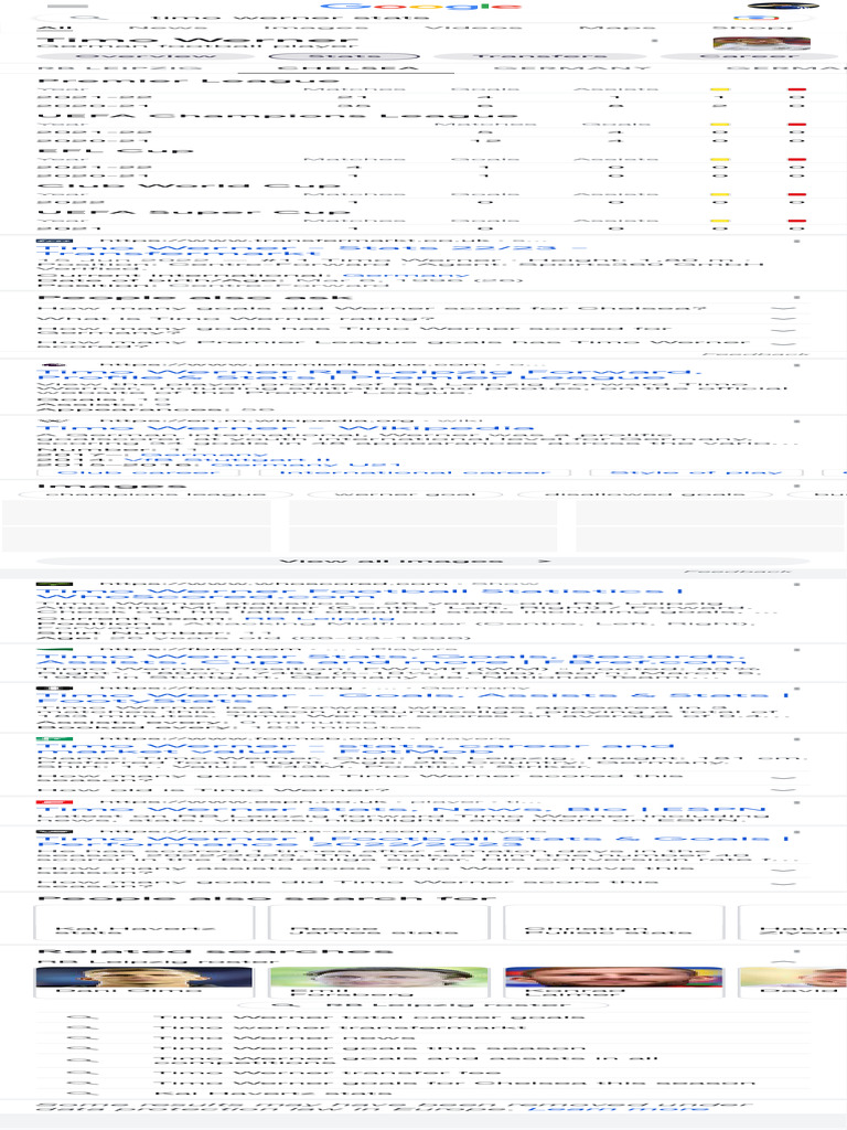 Timo Werner Stats - Google Search | PDF | Association Football