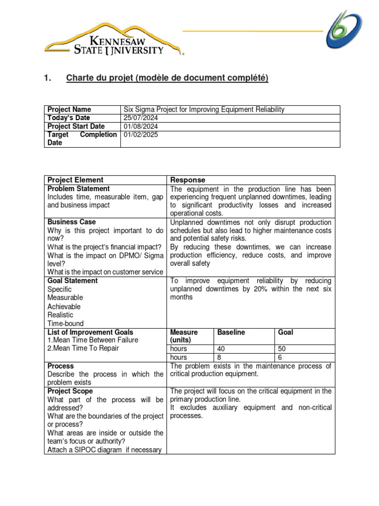 Six Sigma Tools For Improve and Control PROJECT | PDF | Reliability ...