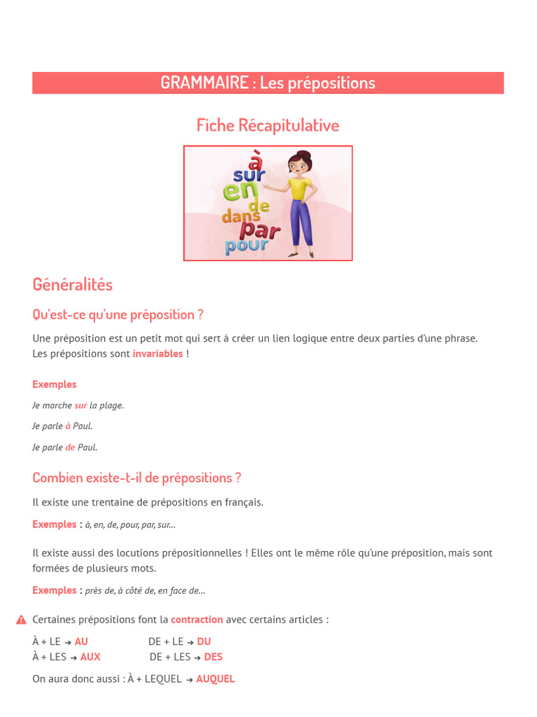 Comprendre les prépositions en français | PDF | Adposition | Verbe