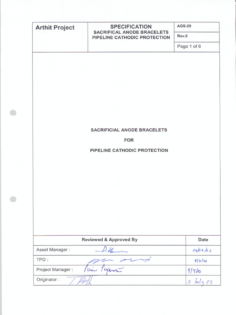 Sacrificial Anode Bracelets Specification | PDF | Anode | Specification ...