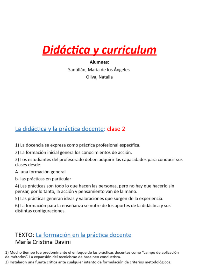 Presentación 1 Didactica y Curriculum | PDF | Plan de estudios | Enseñando