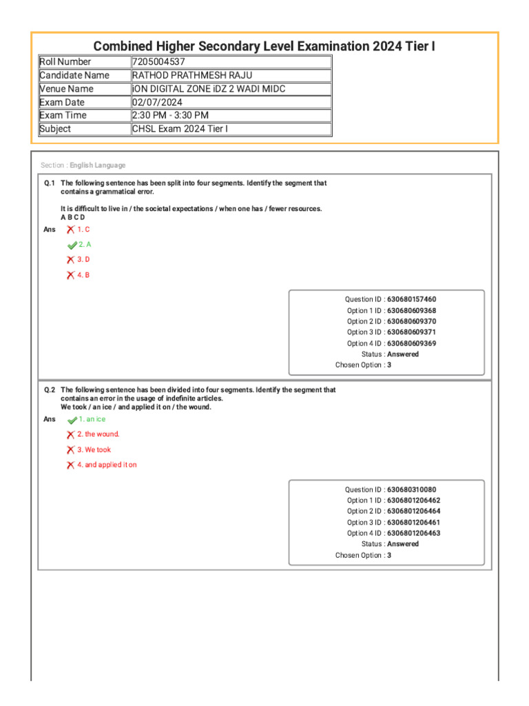 Grammatical Error Identification Quiz | PDF | Question | Linguistics