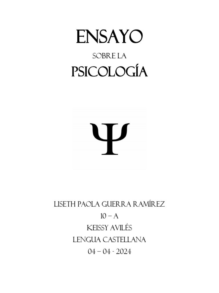 Ensayo Sobre La Psicologia . | PDF | Sicología | Cognición
