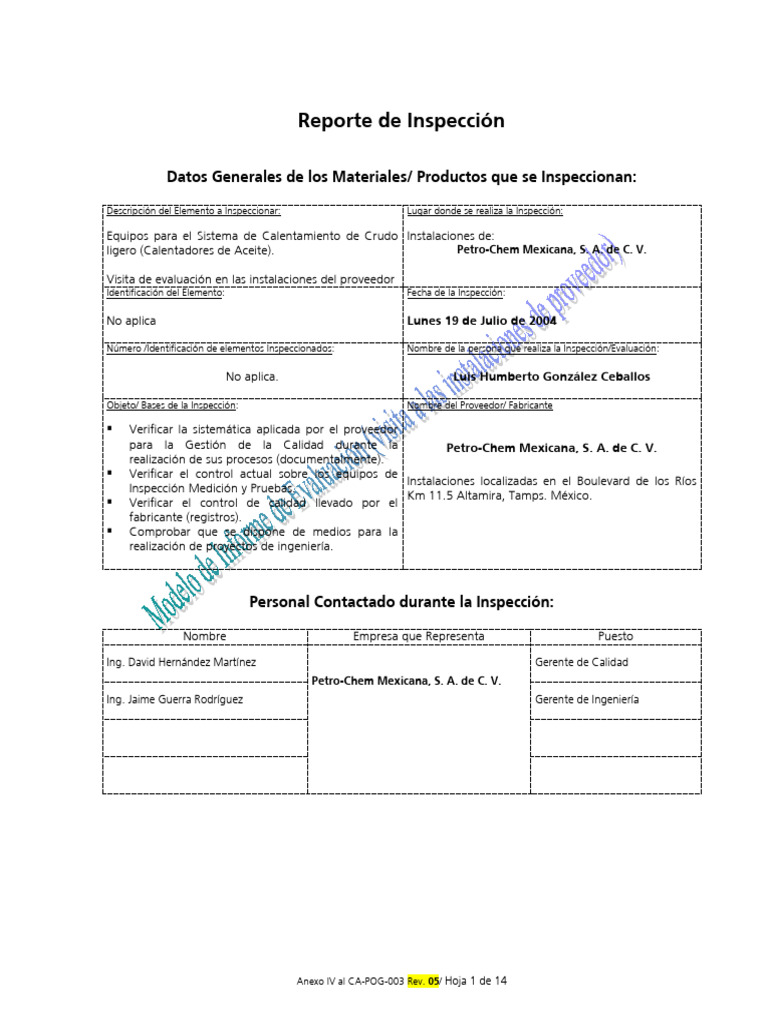 Inspección de Calidad en Petro-Chem Mexicana | PDF | Soldadura