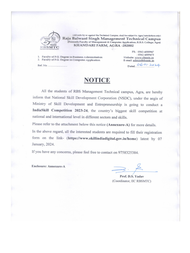 Notice For Skill India Competition | PDF | Mobile App | Login