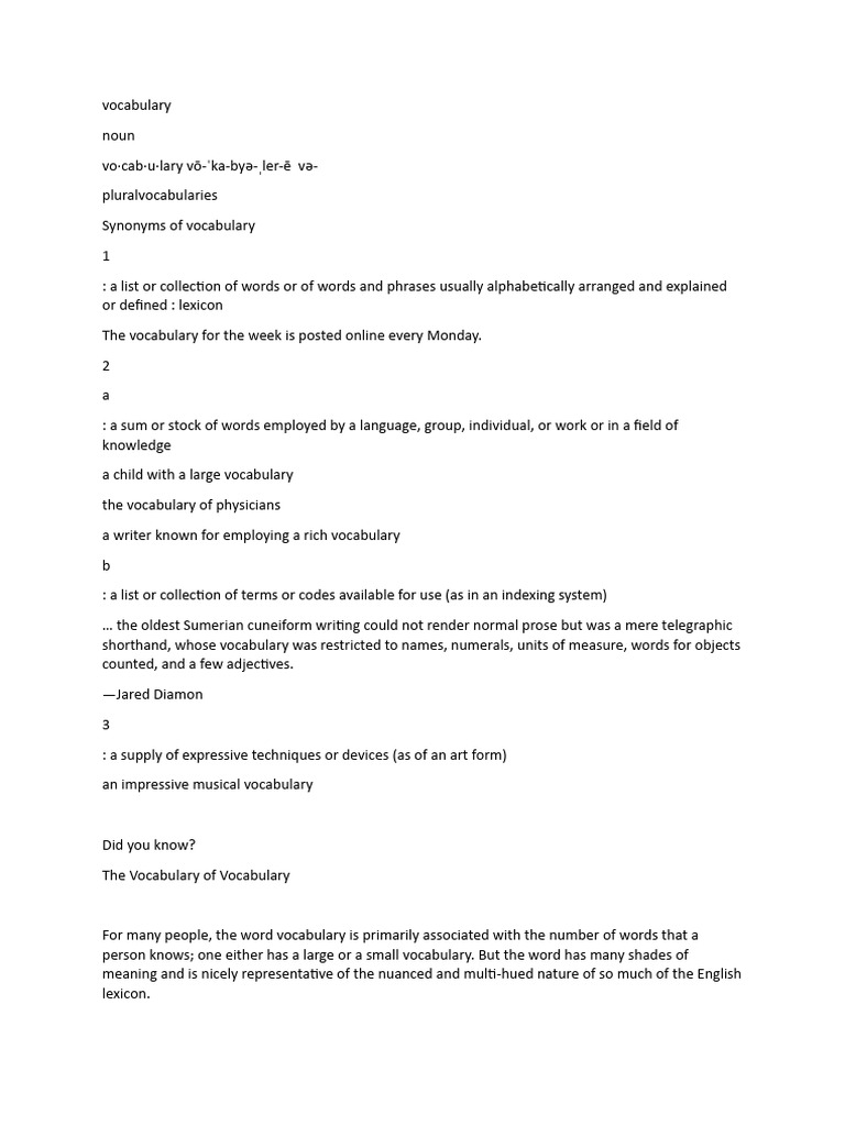 Understanding Vocabulary Basics | PDF