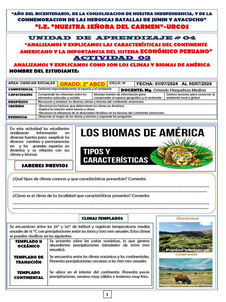 Climas y Biomas de América: Análisis y Características | PDF | Clima ...