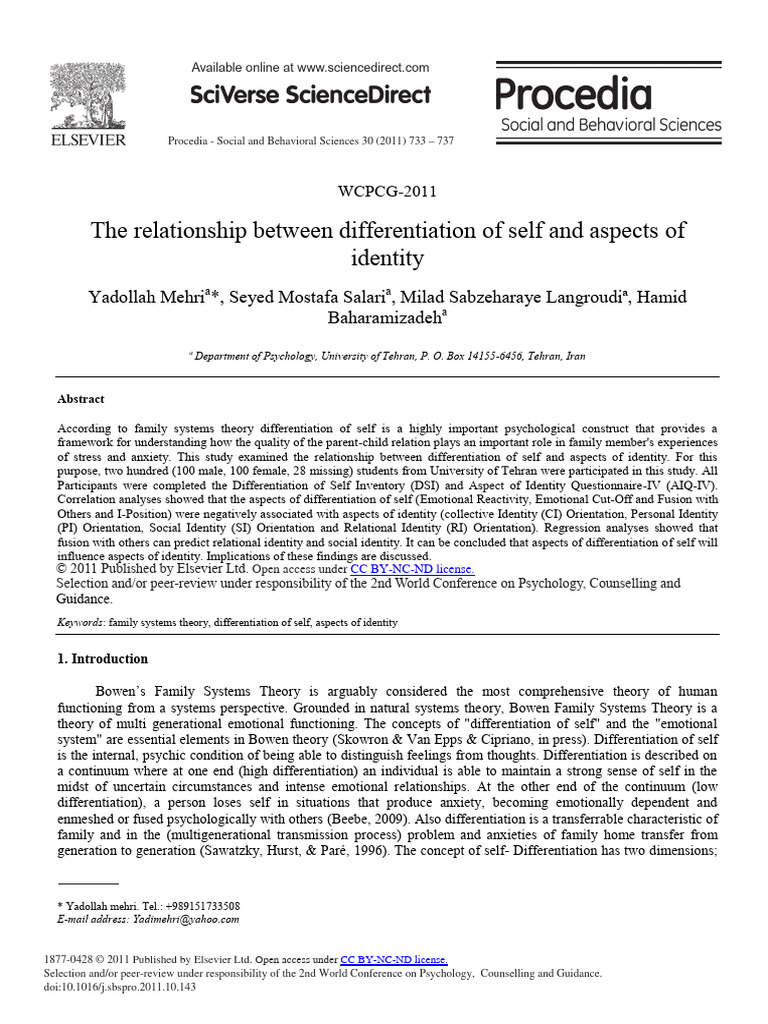 Differentiation of Self and Identity | PDF | Identity (Social Science ...
