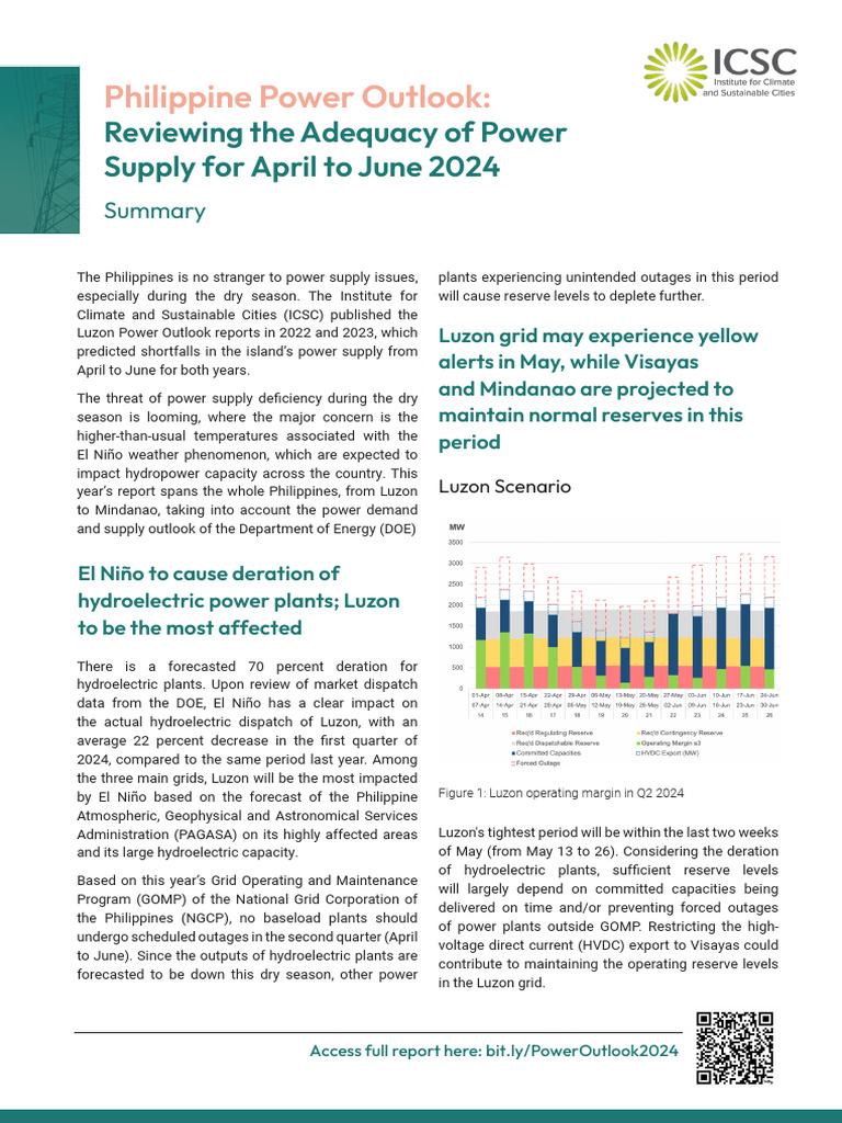 Philippine Power Supply Outlook 2024 | PDF | Electrical Grid ...