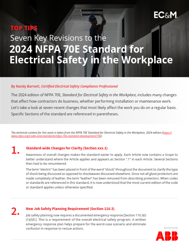 NFPA 2024 70E Standard para Seguridad Electica en El Lugar de Trabajo