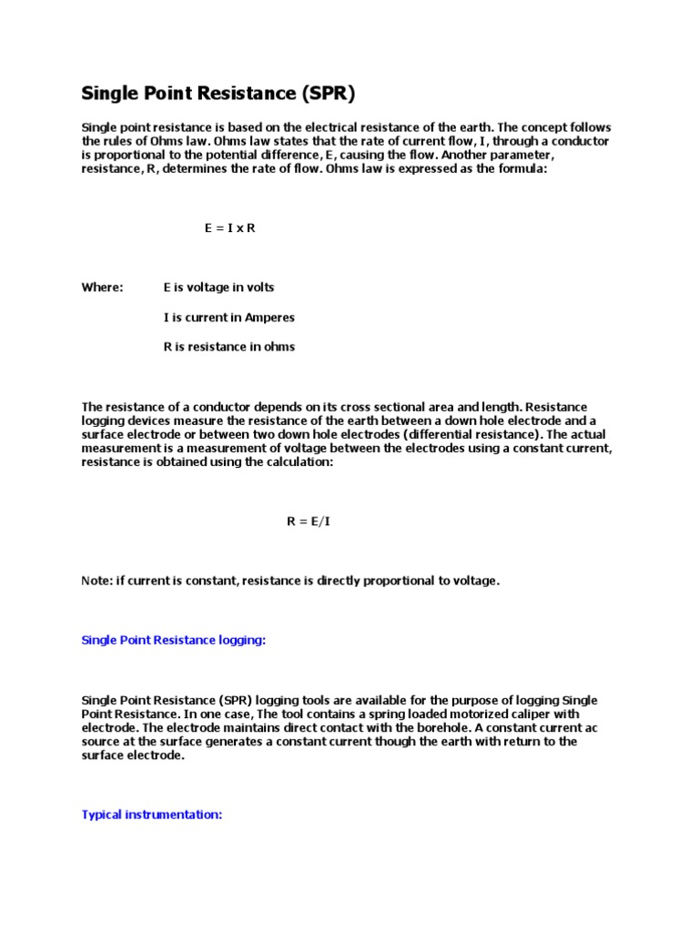 Single Point Resistance PDF Electrical Resistance And Conductance Electric Current