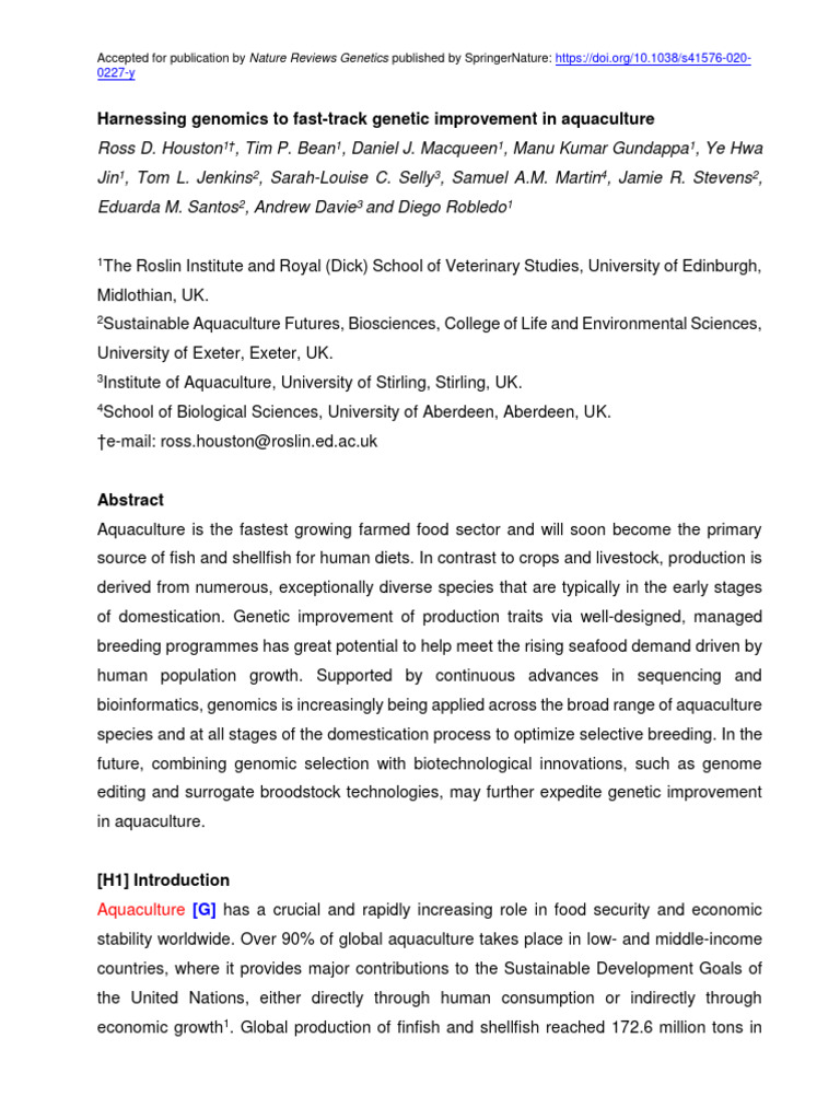 Houston Et Al - 2020 - Harnessing Genomics To Fast-Track Genetic ...