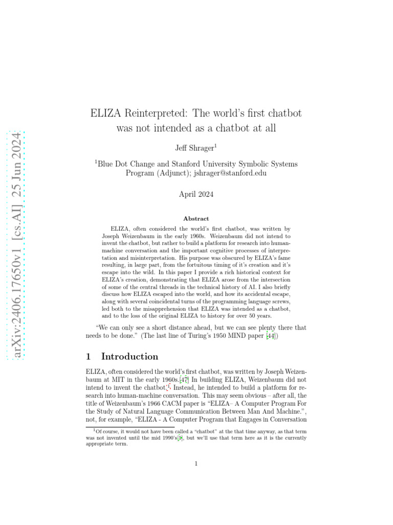 ELIZA Reinterpreted The Worlds First Chatbot Was | PDF | Artificial ...