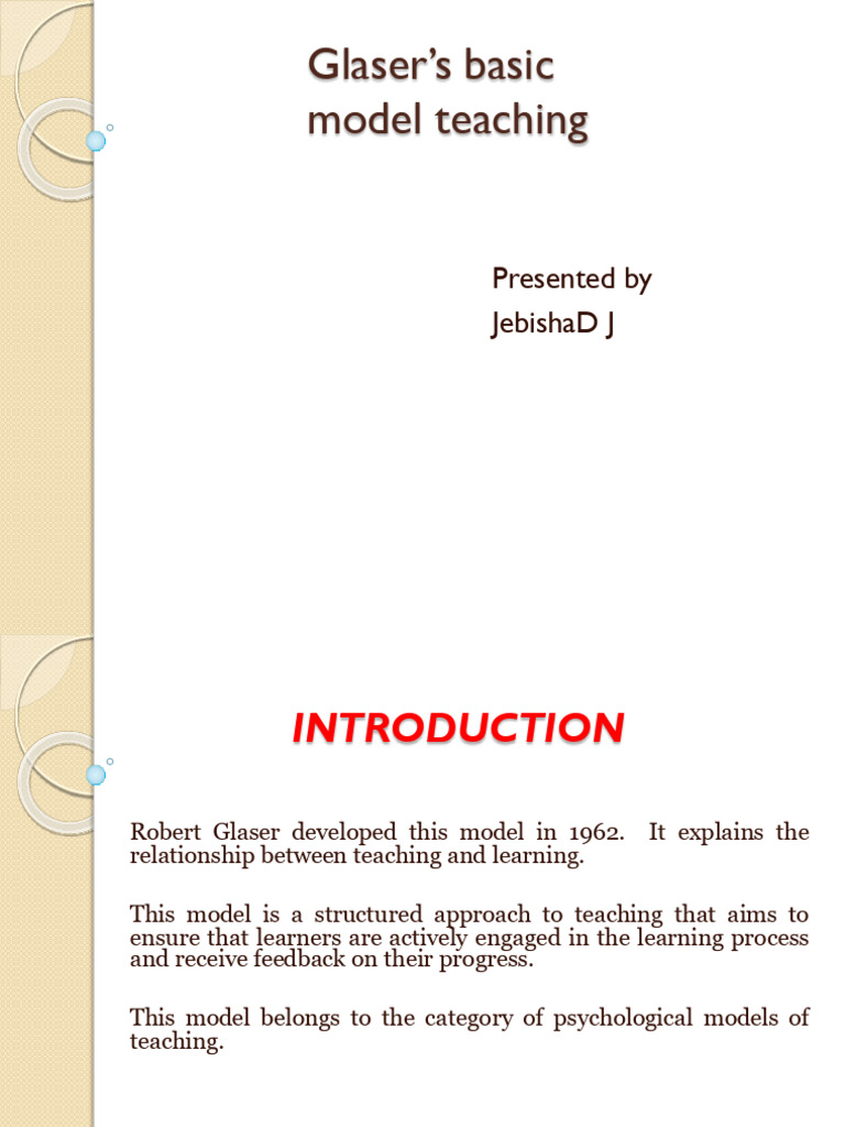 Glaser's Basic Teaching Model Explained | PDF | Learning | Teachers