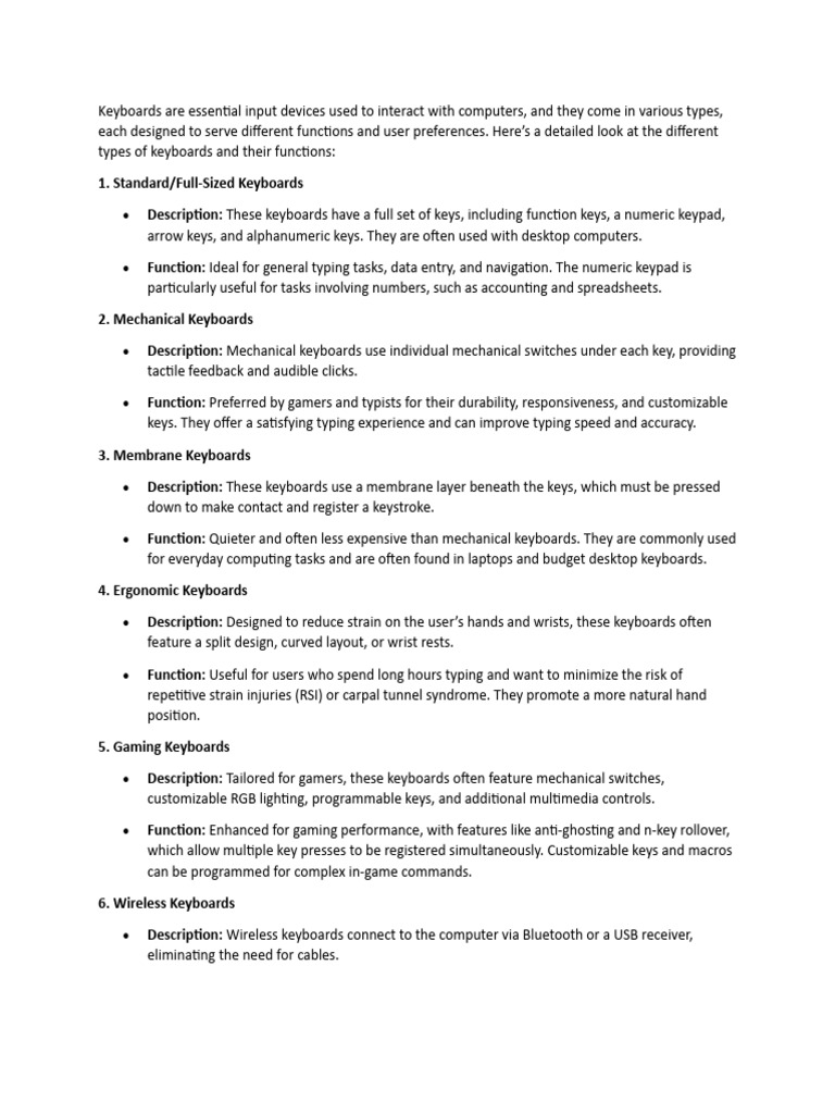 Keyboards Are Essential Input Devices Used To Interact With Computers ...