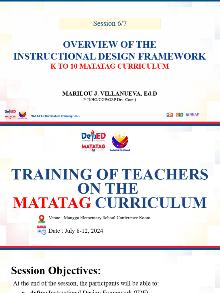 Overview of Matatag IDF for K-10 Curriculum | PDF | Instructional ...