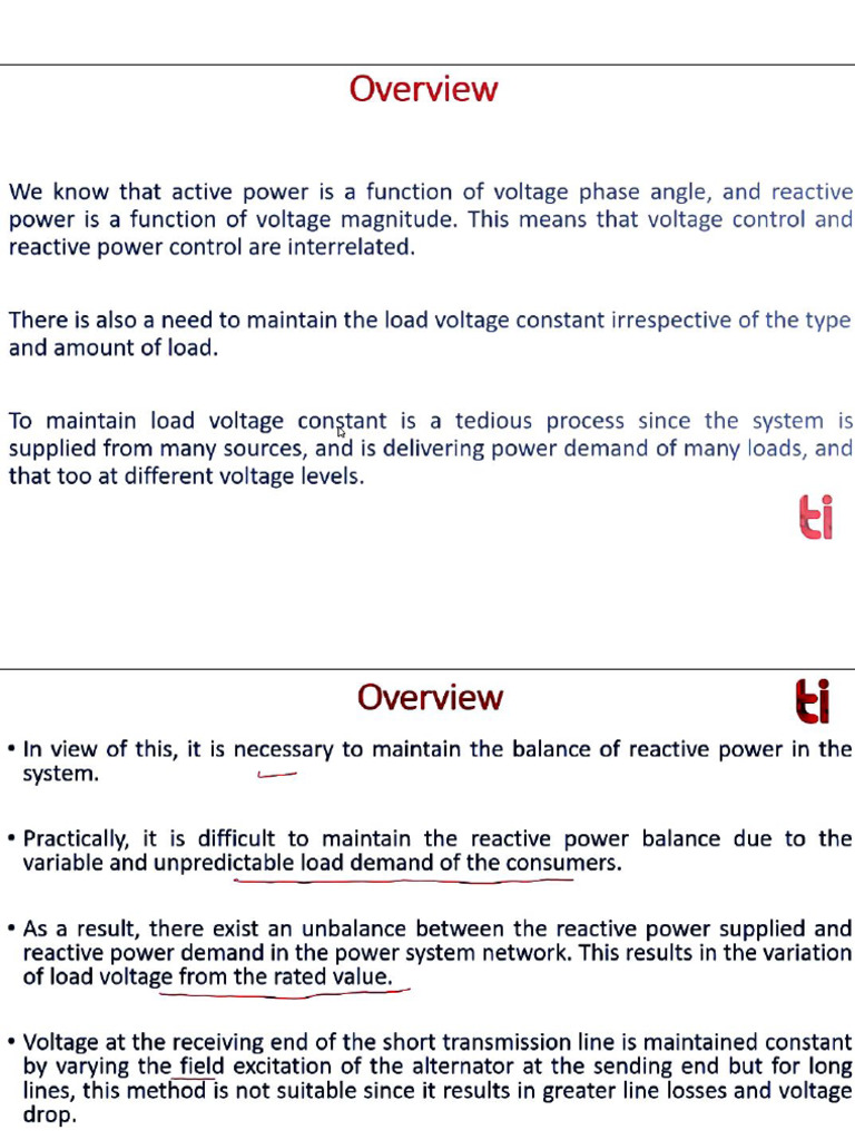 Control of Voltage and Reactive Power | PDF