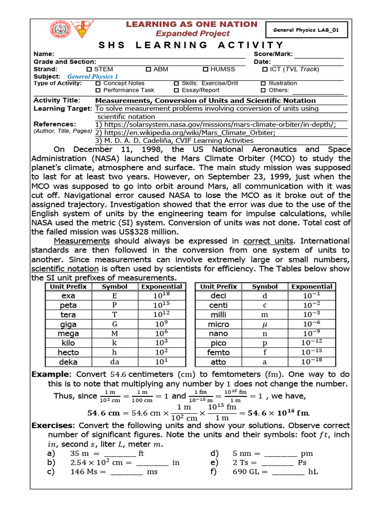 Unit Conversion & Scientific Notation | PDF | Nasa | Spaceflight