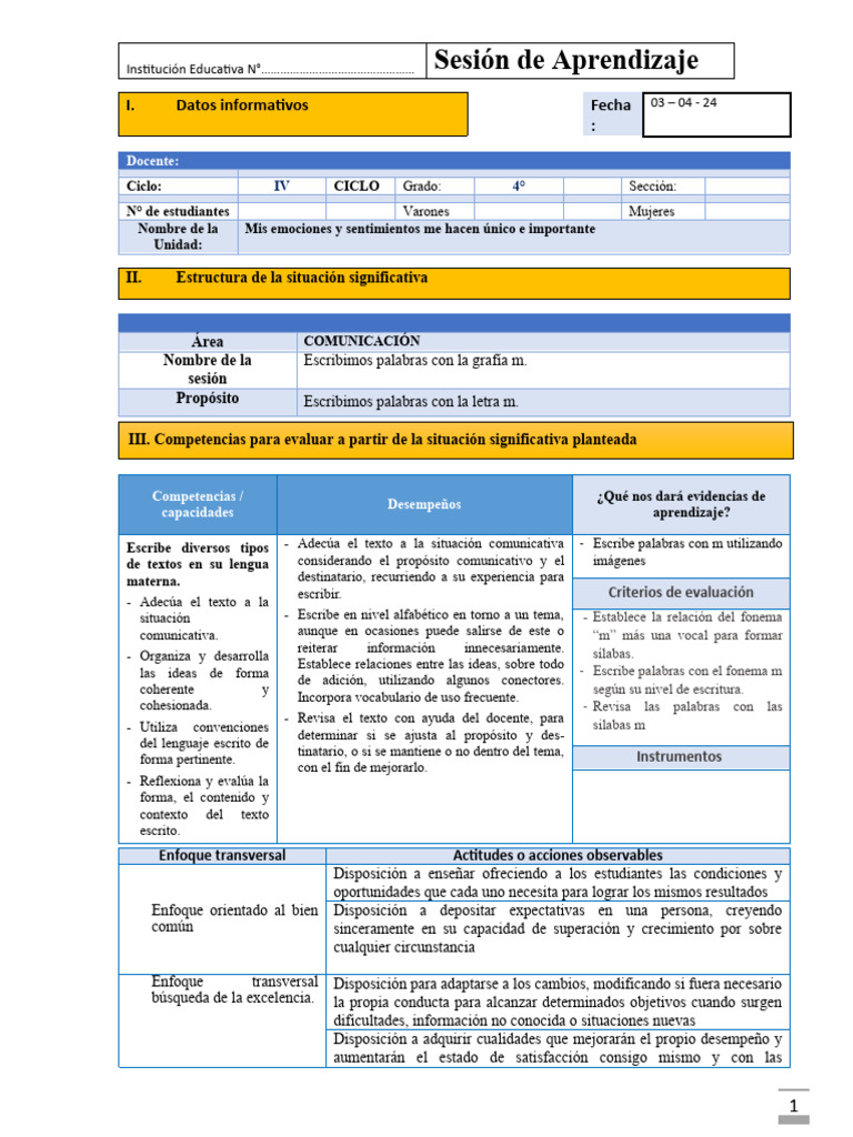 Escribimos palabras con la letra M | PDF | Aprendizaje | Escritura