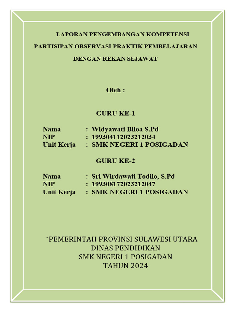 Laporan Rekan Sejawat | PDF