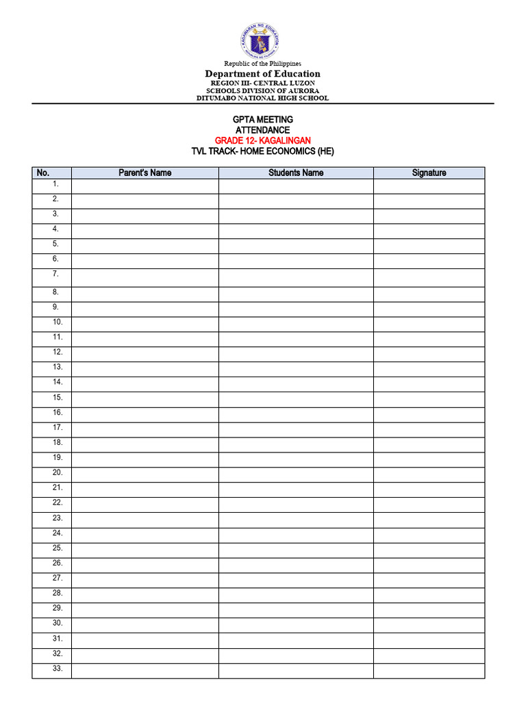 Attendance Pdf Government Philippines