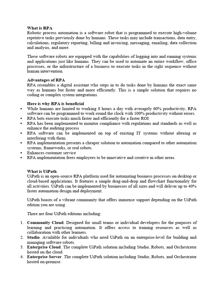 01 RPA UiPath Prerequisites | PDF | Automation | Computer Programming